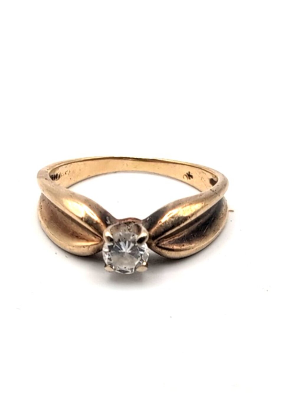 10k Yellow Gold 0.22ct Diamond Solitaire Ladies Ring sz 5.75 Weighs 2.83g GUC